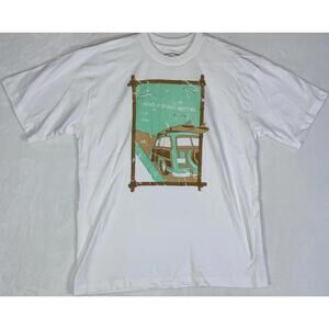 mens island republic t-shirt L board meeting white surfer